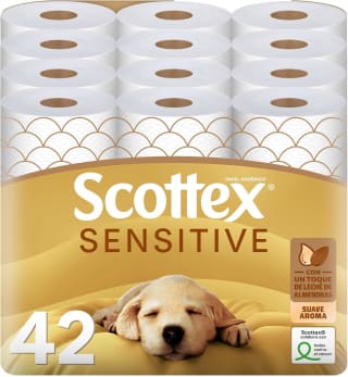 Scottex Papel Higiénico Sensitive 42 rollos con 3 capas por 14.57€