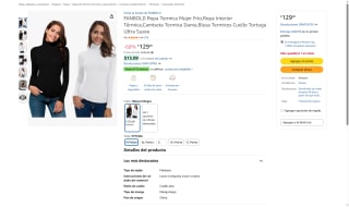 Blusas Térmicas Mujer Cuello Tortuga 2 Unidades Negro Blanco por $129 | Amazon