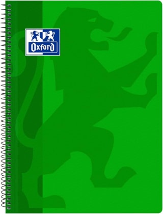 Oxford, Cuaderno A4 (Folio), cuadrícula 4x4, tapa plástico, color verde por 2€