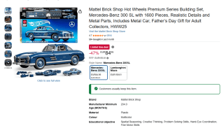 Mattel Hot Wheels Mercedes-Benz 300 SL HWW25 voor €84,94 bij Amazon