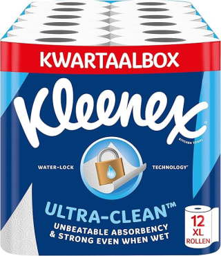 Kleenex keukenpapier - Keukenrol Ultra Clean - 12 Maxi XL rollen voor €16,33
