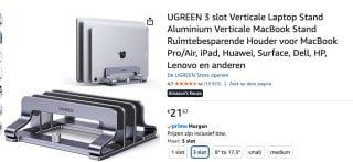 UGREEN 3 slot Verticale Laptop Stand voor €21,67 bij Amazon
