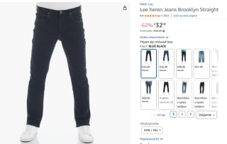 Lee Brooklyn Blue Black Mannen Straight Fit Jeans voor €32 bij Amazon