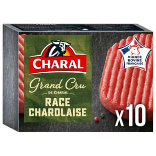 CHARAL Steak Haché Pur Bœuf 12%MG 10x100g pour 16,35€