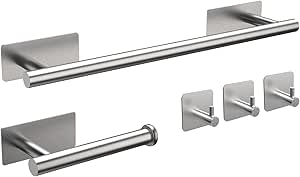 Ibergrif 5pcs Bathroom Hardware Set Bath Accessory Kit Towel Rail Wall Hooks Toilet