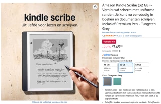 Amazon Kindle Scribe 32GB voor €349,99 bij Amazon