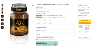 L'OR Café Soluble Liofilizado 84g por $59 en Amazon