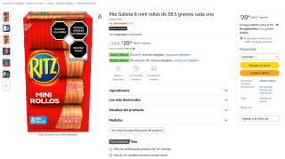Ritz 8 Mini Rollos (308g) por $21 en Amazon