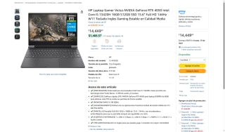 HP Victus i5 13420H 16GB 512GB SSD RTX 4050 144Hz por $14,449 | Amazon