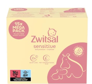 Zwitsal Billendoekjes - Sensitive 15 x 57 Billendoekjes voor €20,92 bij Etos