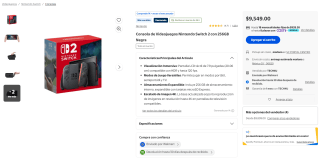 Consola Nintendo Switch 2 256GB por $8,909 en Walmart