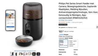 Philips Pet Series voerautomaat met camera, 4,5 liter, voor €83,29 bij Amazon