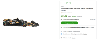 Vehículo de Juguete Mattel Hot Wheels por $125 | Walmart
