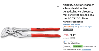 Knipex 8603250 Sleuteltang - 250mm - 46mm voor €41,86 bij Amazon