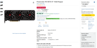 Powercolor RX 9070 XT 16GB por $10,859 | Amazon