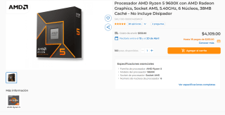 Procesador AMD Ryzen 5 9600X 5.40GHz por $4,129 | CyberPuerta