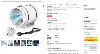 Ventilador de Conducto Extractor de Aire Industrial 8" por $600 en Amazon