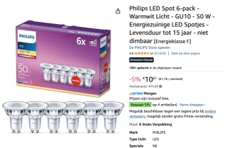 Philips GU10 LED spot 6 stuks voor €10,67 bij Amazon