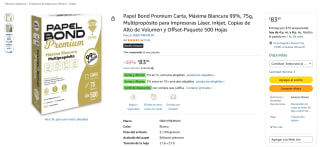 Papel Bond Premium DIEM 75g 512 hojas por $84 | Ahorro Amazon