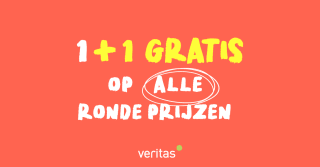 1+1 gratis op ronde prijzen bij Veritas