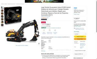 LEGO Technic Excavadora Volvo EC500 Hybrid 42215 por $7,351 | Amazon