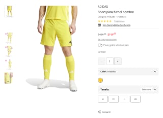 Short ADIDAS para fútbol por $200 | Liverpool