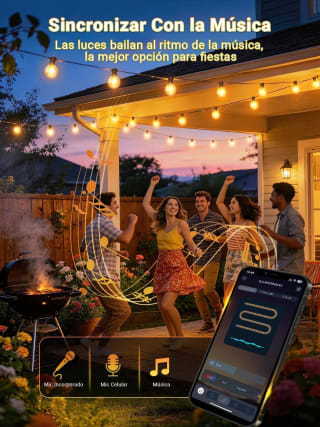 Guirnalda de luces exterior ROSCOO 30M por $490 en Amazon