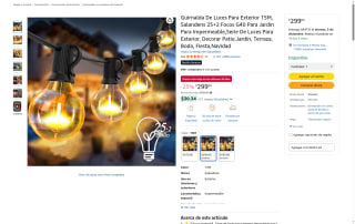 Guirnalda Salandens 15m 27 Focos por $299 | Amazon
