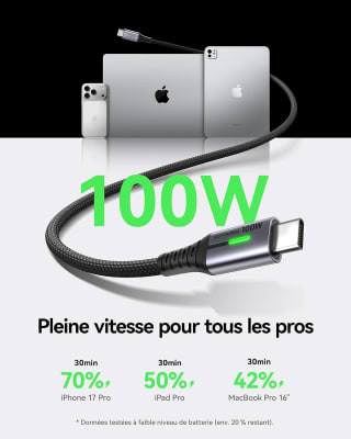 INIU USB-C naar USB-C-kabel (100 W, 2 m) voor €4,35 bij Amazon Belgie
