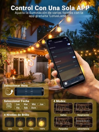 Guirnalda de luces exterior ROSCOO 30M por $490 en Amazon