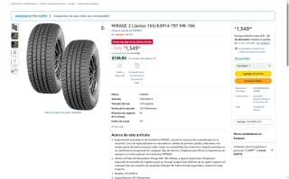 Llantas MIRAGE MR-166 165/65R14 79T por $1,349 | Oferta Amazon