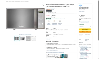 Horno Microondas Mabe 20L por $1,356 | Oferta Amazon