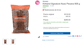 Nuez Pecana Kirkland Signature 908g por $269 | Costco