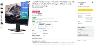 HYUNDAI Monitor HyView 24" por $1,389 en Amazon