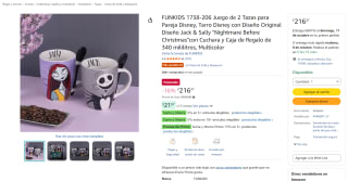 FUNKIDS 1738-206 Juego de 2 Tazas para Pareja Disney por $216 en Amazon