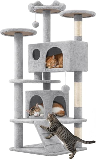 Árbol Rascador para Gatos 139cm con 3 Plataformas 2 Nidos 2 Pompones por 39.99€