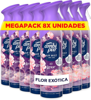 Ambi-Pur Flor Exótica ambientador en spray 185 ml (pack 8) por 18,99€ en Amazon