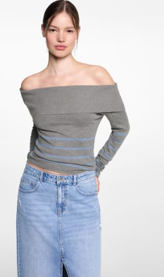 Jersey a rayas con hombros descubiertos por 3.99€