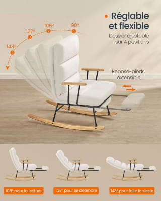 SONGMICS HOME Fauteuil à bascule réglable sur 4 niveaux pour 124,99€ chez Songmics