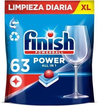 63 pastillas Finish Powerball Power All in 1 lavavajillas por 6.86€