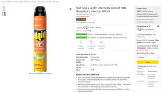 Raid Casa y Jardín Insecticida Aerosol 400ml por $72 en Amazon