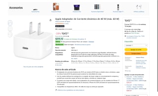 Adaptador Apple 40W USB-C por $645 | Oferta Amazon