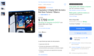 PS5 Digital 825GB por $6,799 | Mercado Libre (BBVA 12 MSI)