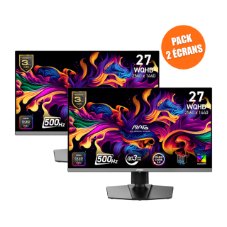 Lot de 2 écrans PC gamer 27" MSI MAG 272QP QD-OLED X50 WQHD à 1099,99€