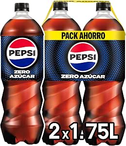 2 botellas Pepsi zero Refresco de cola cero azúcar y calorías 1.75 litro por 1.83€