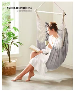 SONGMICS Silla Colgante 150kg con Cojines por 16,90€