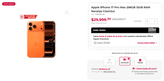 iPhone 17 Pro Max 256GB por $24,999 | Office Depot (PayPal + Santander MSI)