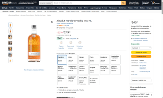 Vodka Absolut Mandarina 750 ml por $108 | Amazon Now