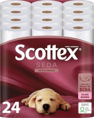 Scottex Seda Acolchado, pack de 24 rollos grandes por 15,99€ en Amazon