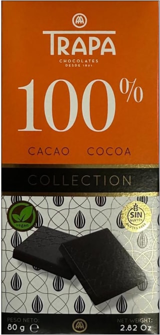 2 tabletas TRAPA COLLECTION Chocolate Negro 100% (80 g) por 3.13€ en Amazon